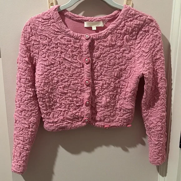 LOVE SHACK FANCY Senina crop cardigan in pink - Picture 3 of 5